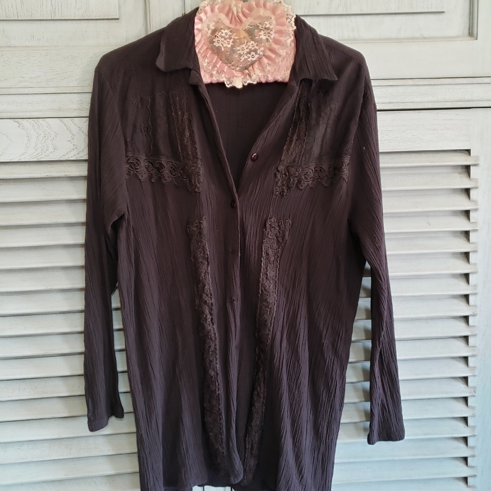 🖤Sun streak by Newport News women's swimsuit cover-up, Size S black with lace🖤